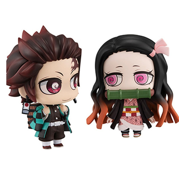 2pcs Set Anime Demon Slayer Kimetsu No Yaiba Figure Q Posket Kamado Tanjirou Nezuko Pvc Action Figure Model Doll Toys Gifts Wish