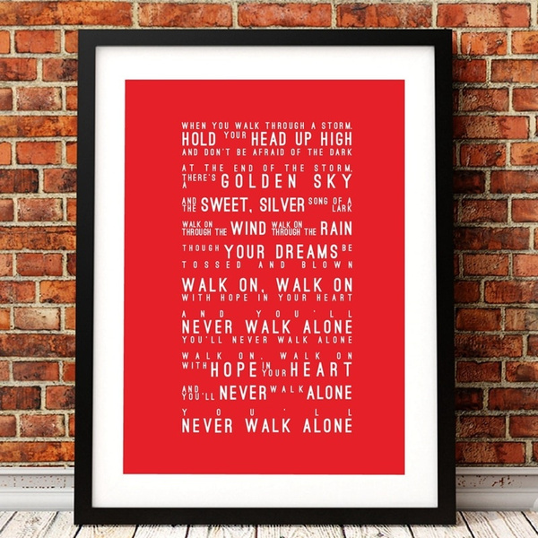 You Ll Never Walk Alone Lyrics Canvas Art Print Poster Liverpool Football Club Canvas Nordic Style Painting Home Wall Decoration No Frame Wish