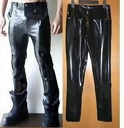 Sexy Mens Black Latex Suit Pants 