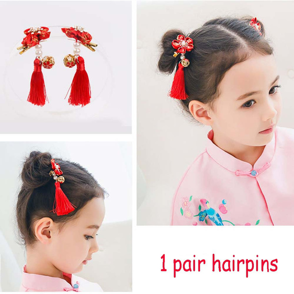 Chinese style New Year Gifts Fashion Flower Girls Tassel Hair Clips  Children Hairpins Headwear Hair Accessories | Wish