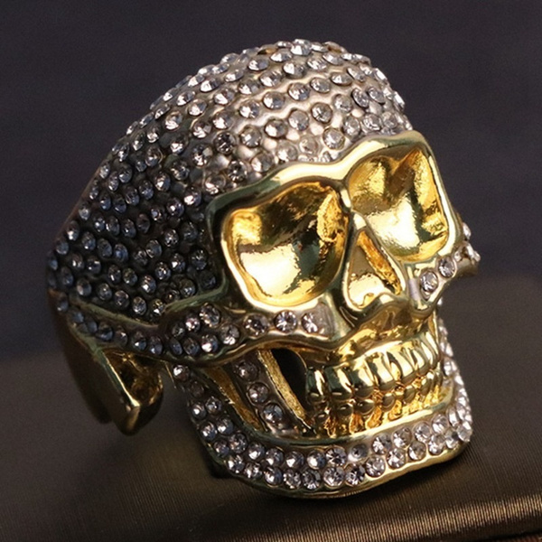 Mens skull sale diamond ring