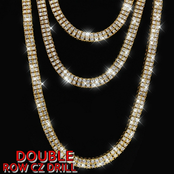 Men Hip Hop Multilayer Tennis Chain Rhinestone Inlaid Necklace Jewelry Gift Jewelry Necklace Pendant for Theme Party