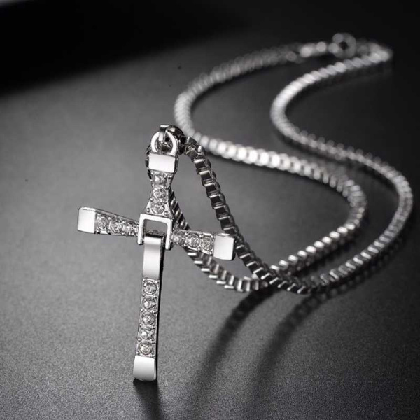 Iconic Fast & Furious Cross Necklace, Silver