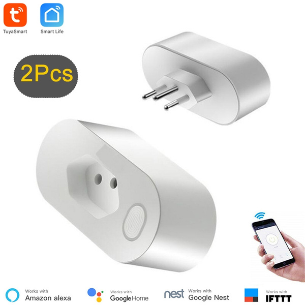 2 Pcs Smart WiFi Plug Power Socket 16A Brazil Standard With Energy Monitor  Tuya APP Control Works for Google Assistant Alexa No Hub Required Brazil