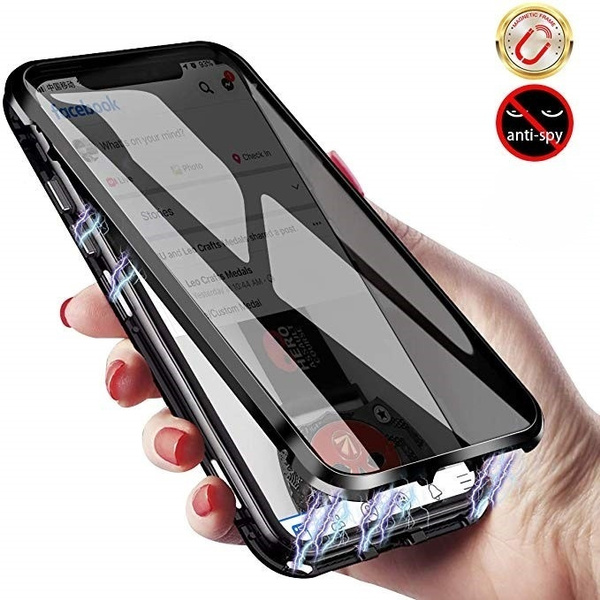 Capa magnética para IPhone 12 Pro Max 11 Pro Max Anti Peeping Adsorção  magnética 360 Corpo inteiro Vidro temperado dupla face Estrutura de tela de  privacidade Capa anti-espionagem para Apple IPhone XS