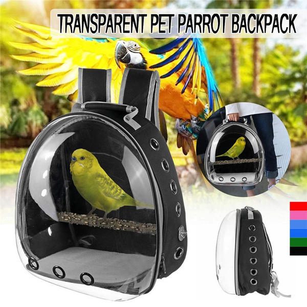 Parrot Carrier Backpack Travel Cage Birds Breathable Transparent Space Capsule 
