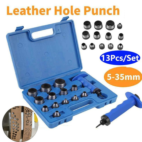 Hollow Punch Set, 13pcs Hollow Punch Tool Set With Handle Heavy Duty