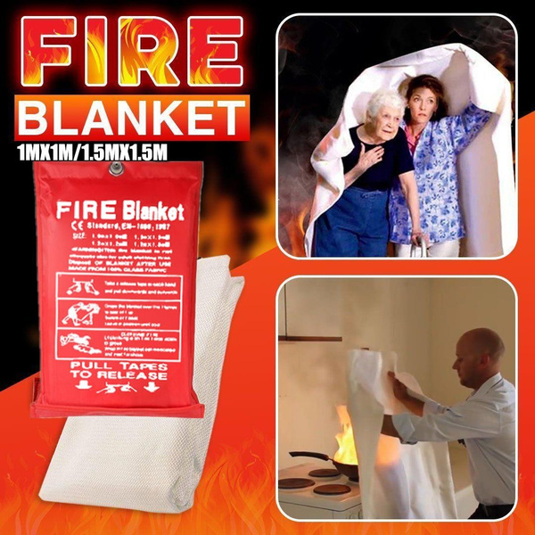 Fiberglass Fire Blanket Fire Emergency Blanket Flame Retardant Protection Emergency Surival Safety Cover for Kitchen Fireplace Car Office 1.2X1.2M Safety Supplies