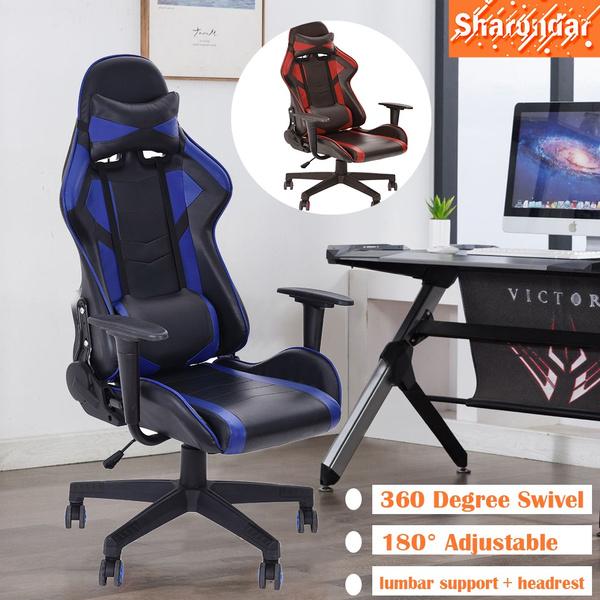 iHaushalt Gaming Chair Racing Style Ergonomic Office Chair Executive Swivel Computer Desk chair with Lumbar Support High Back PU Leather,Adjustable Height Task Armchair 