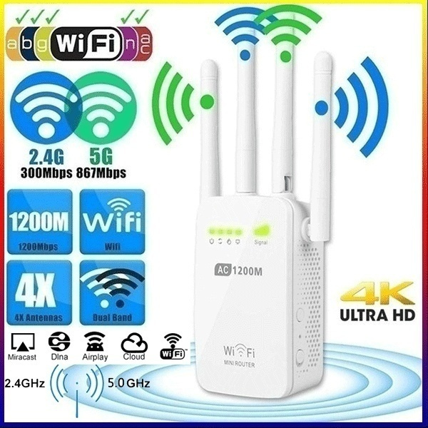 NEW ! ! ! Dualband 2.4 / 5G 4 Antenna WIFI Range Extender WiFi