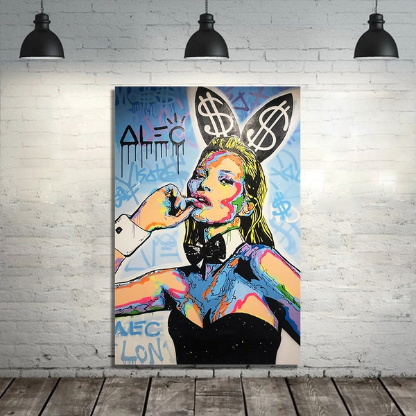 Kate Moss Playboyes ICON By Alec Monopolies Wall Art Canvas Posters Prints 