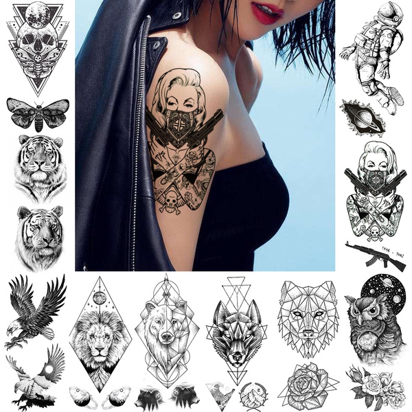 Buy 67 Sheets 3D Black Tribal Realistic Temporary Tattoos for Men Women  Adults - Tiger Lion Gladiator Temp Skull Fake Half Arm Sleeve Tattoos  Sticker Online at desertcartINDIA