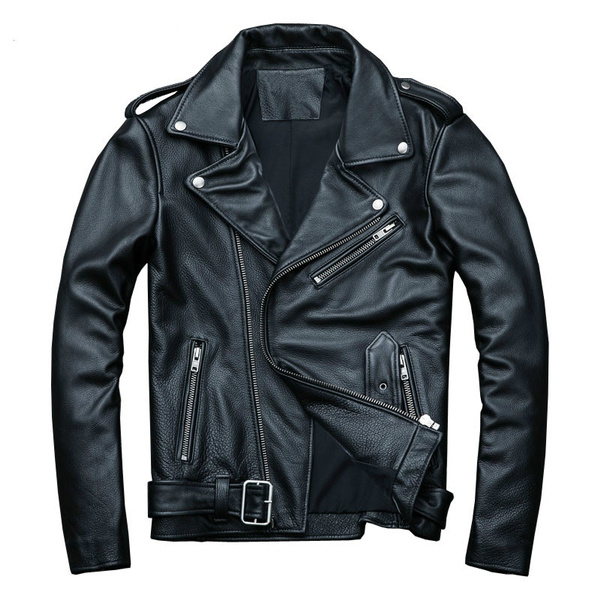 Chaqueta piel shop moto hombre