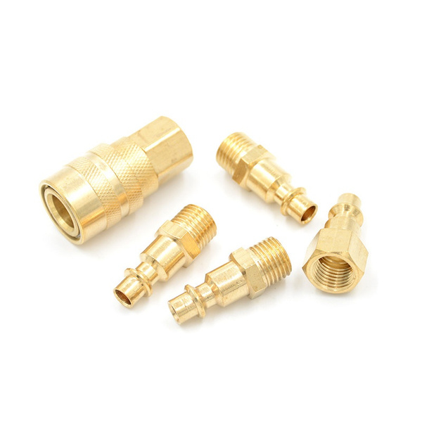 5Pcs Brass Quick Coupler Set Solid Air Hose Connector Fittings 1/4