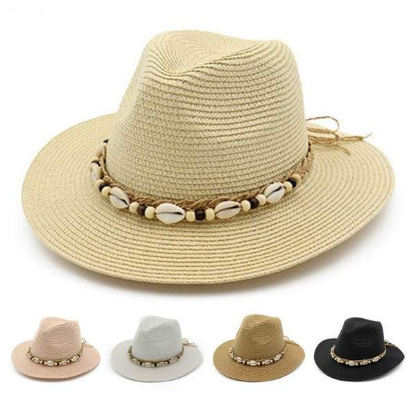 straw hat with shells