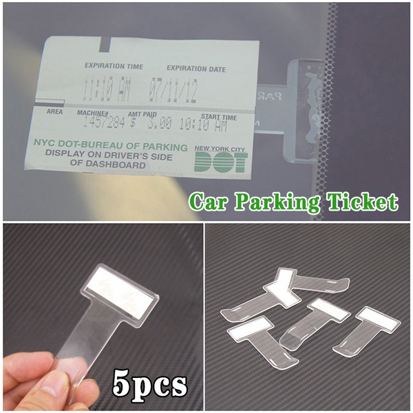 5 Pcs Portable Car Windscreen Parking Ticket Clear Permit Holder Clip Sticker HH 