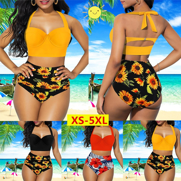 Plus size cheap sunflower bikini