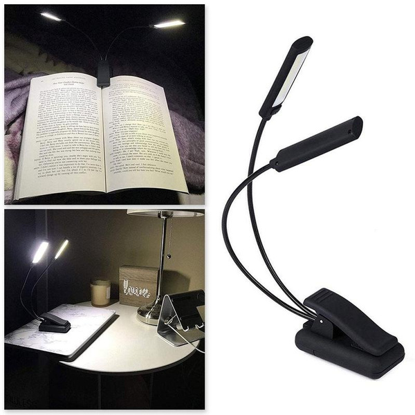 Flexible Clip On Book Light Usb Rechargeable Double Led Reading Lamp Table Lights Portable Desk Stand Orchestra Lamps Wish Flexible Clip On Book Light Usb, Clip On Reading Lamps