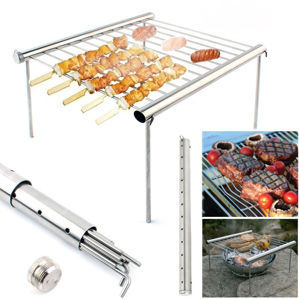 Portable Stainless Steel BBQ Grill Folding Mini Pocket Barbecue Home Camping Use 