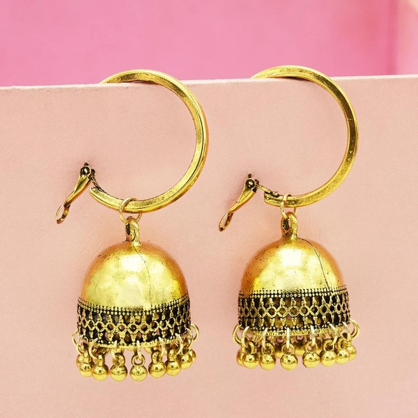 India Jewelry Earrings | Jhumka Earrings Gold Color | Earring Jhumka Gold  Round - New - Aliexpress