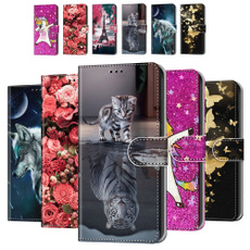 Animal Flower Pattern PU Leather Flip Card Holder Wallet Magnetic Phone Case Cover for Samsung Galaxy Note 10 Plus S10 Plus S9 Plus/A10 A20 A30 A40 A50 A70/A7 2018/Huawei P Smart Z/P Smart 2019/P30 Lite/P20 Lite/Y5 2019/Y6 2019/Y7 2019/P Smart Plus 2019/Xiaomi Redmi Note 8/Note 8 Pro/Note 7/iPhone