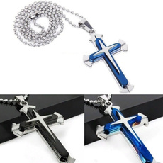 Steel, Chain Necklace, Stainless Steel, Cross Pendant