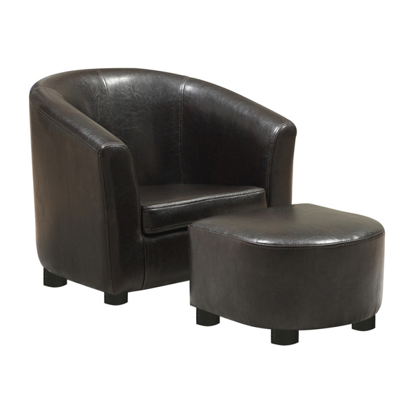 Dark Brown Leather Look Juvenile Chair, Child Brown Leather Chair