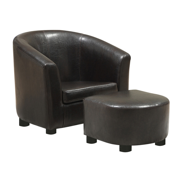 Dark Brown Leather Look Juvenile Chair Ottoman 2pcs Set Wish Dark Brown Leather Look Juvenile Chair, Child Brown Leather Chair