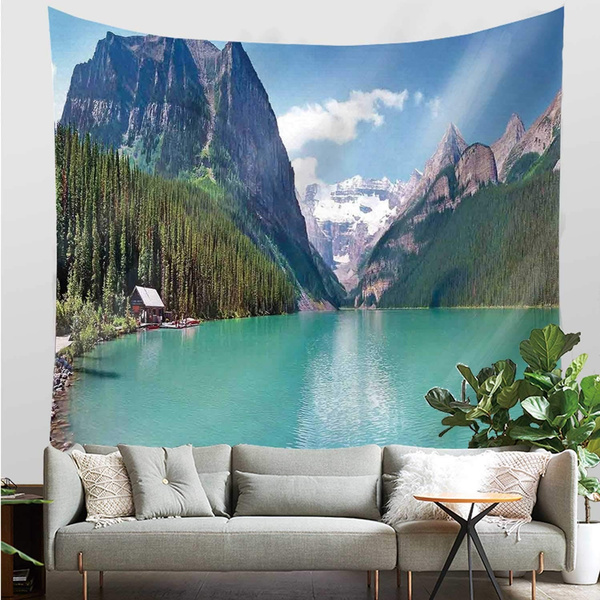Krwhts Lake House Decor Durable Tapestry Mountain And Louise Panorama In Banff National Park Alberta Canada For Bed Room 150x200cm 60x80 Wish - Mountain Home Decor Canada