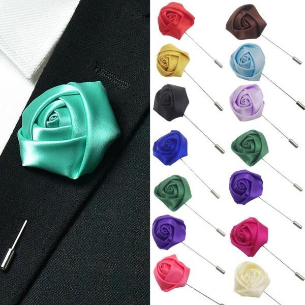 Fashionable Women Men Rose Flower Lapel Brooch Pin Suit Tuxedoes Wedding Metal Boutonniere Wish