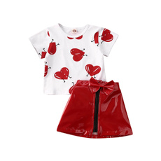 babygirlskirts2pcsset, Love, short sleeves, Valentines