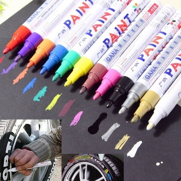 12 Colours Paint Pen Marker Set Car Tyre Tire Metal Permanent Pens DIY Universal 