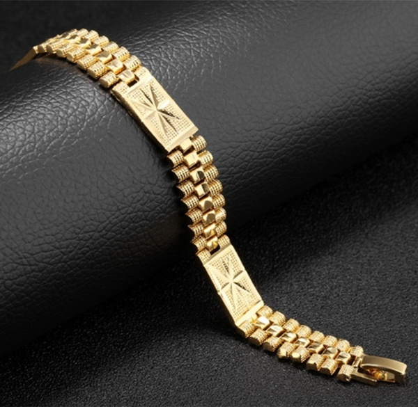 22K Yellow gold Men's Bracelet Beautifully handcrafted diamond cut design 7  | eBay