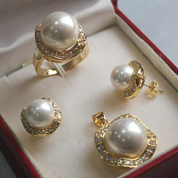 Pearl ring and earring set new arrivals