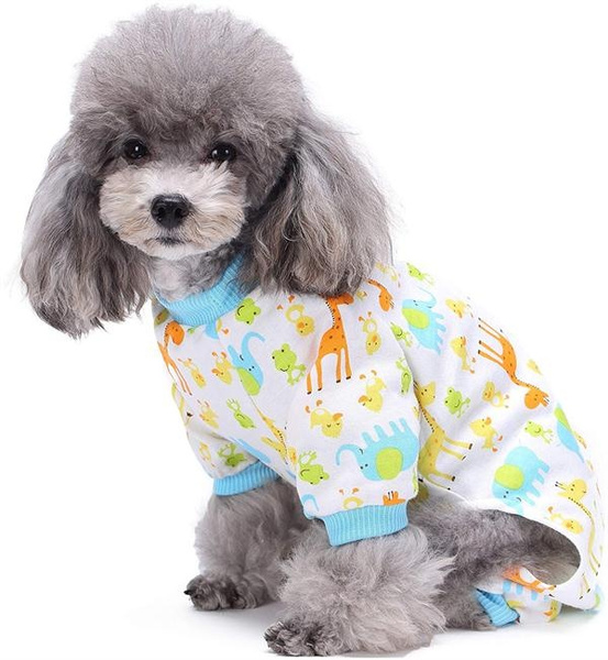 Blue Stock Show Pet Clothes Small Dog Four Legs Clothes Bulldog Teddy Autumn Winter Soft Warm Velvet Pajamas Jumpsuits Cute Owl Printed Shirts Doggie Apparel Costume for Small Medium Dog Puppy 