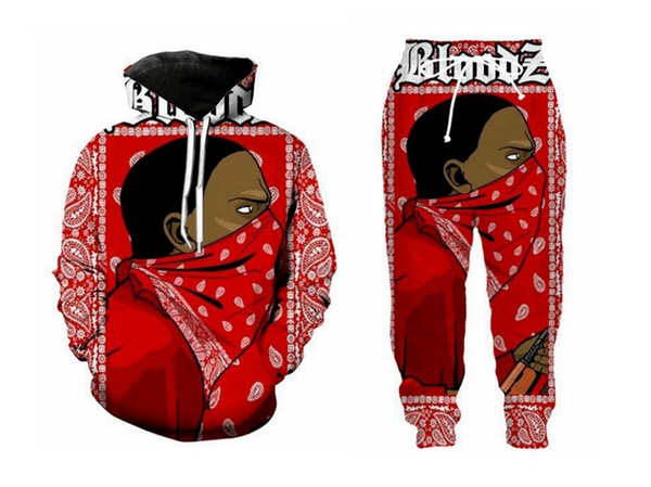 blood gang 3D All Over Print Tracksuits Hoodie/Sweatshirts+joggers ...