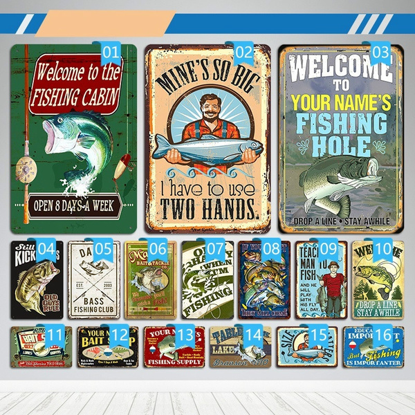 2020 Newest Welcome To The Fishing Cabin Vintage Tin Signs Metal Posters  Wall Signs For Fishing Cabin Home Bar Wall Decor 20cm x 30cm
