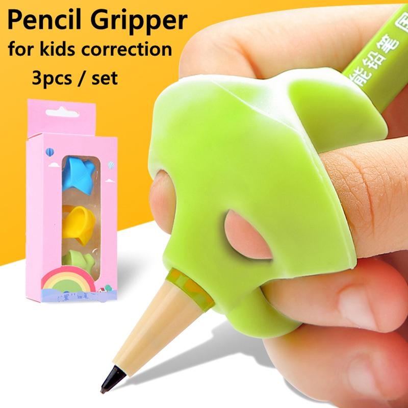 3pc Pen Writing Aid Grip Set Pencil Grips For Kids Handwriting Finger Correction