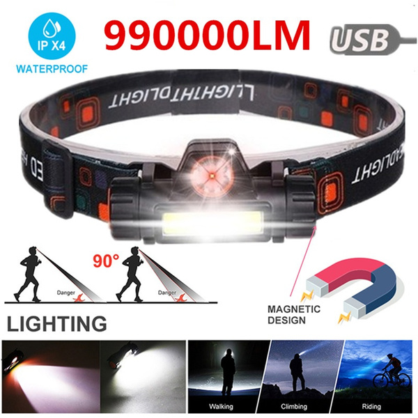 990000LM Rechargeable Bright COB+LED Headlamp 8 Light Modes Head Torch Camping 