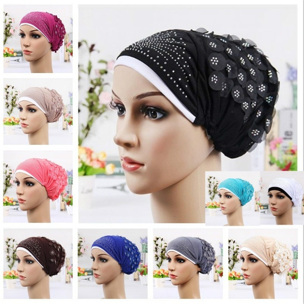 Mens Dodger Gear Muslim Women Cap Scarf Stretch Wrap Hat Head Loss Hair  Turban Cap Baseball Bass Baseball Cap