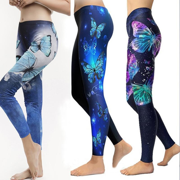Fashion Women Butterfly Printing Leggings Women Yoga Pants