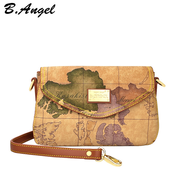 Shoulder Messenger Bag World Map Waterproof Mini Messenger Shoulder Bag  Vintage Map Bags