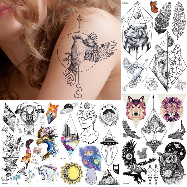 1 Piece Planets Cartoon Geometric Animal Temporary Tattoos For Women Men  Children Body Art Back Tatoo Waterproof Fake Tattoo Sticker | Wish