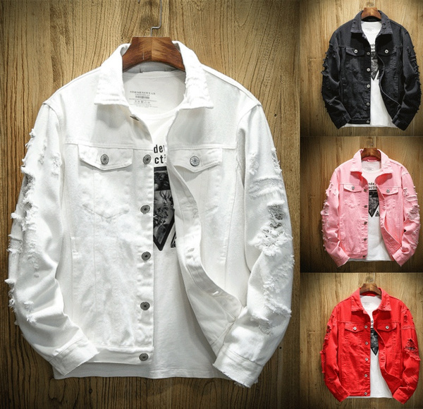 Autumn Mens Denim Jacket Embroidery 