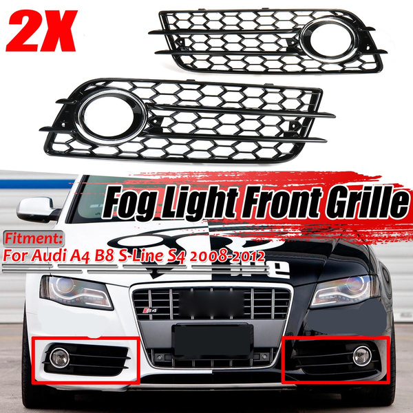 LH Chrome Honey Comb Fog Light Cover Grille Grills For Audi A4 B8 2009-2012 EE