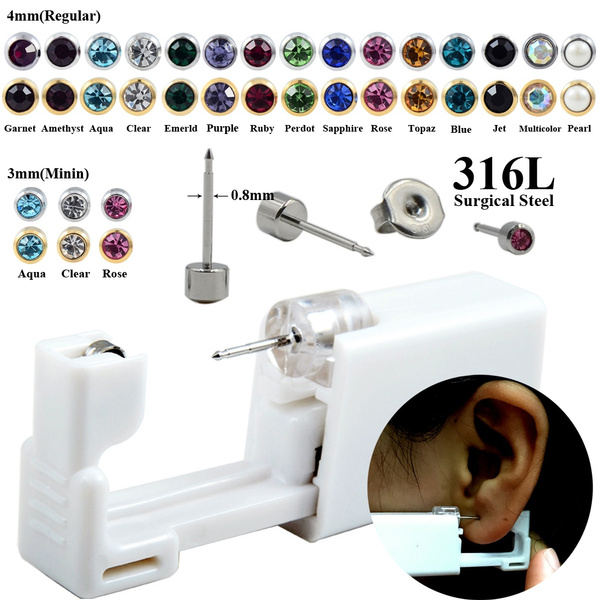 Disposable Sterile Ear Stud Piercing Unit Gun Ear Piercer Kit Cartilage  Earrings