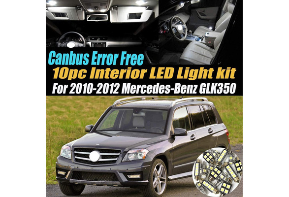 10Pc Error Free White Interior LED Light Kit for 2010-2012 Mercedes-Benz GLK350
