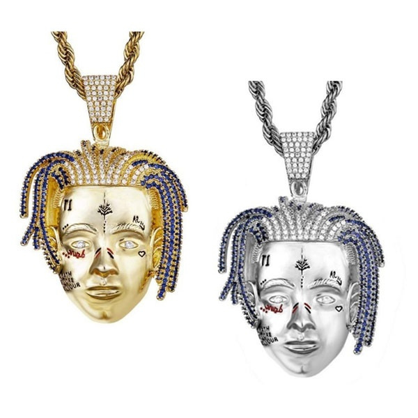 Nyt diamant halskæde Xxx Tentacion Avatar vedhæng HIPHOP Hip Hop Rapper Street Tide Brand smykker Wish