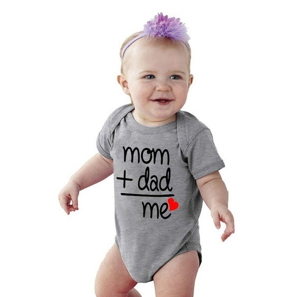 Mom Plus Dad Equals Me Cute Baby Bodysuit Fashion Clothing, Shoes