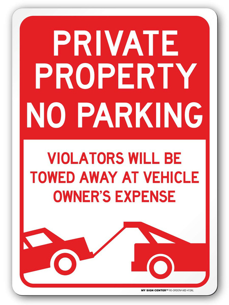 No Parking Sign, Private Driveway Sign, Violators Will Be Towed at ...